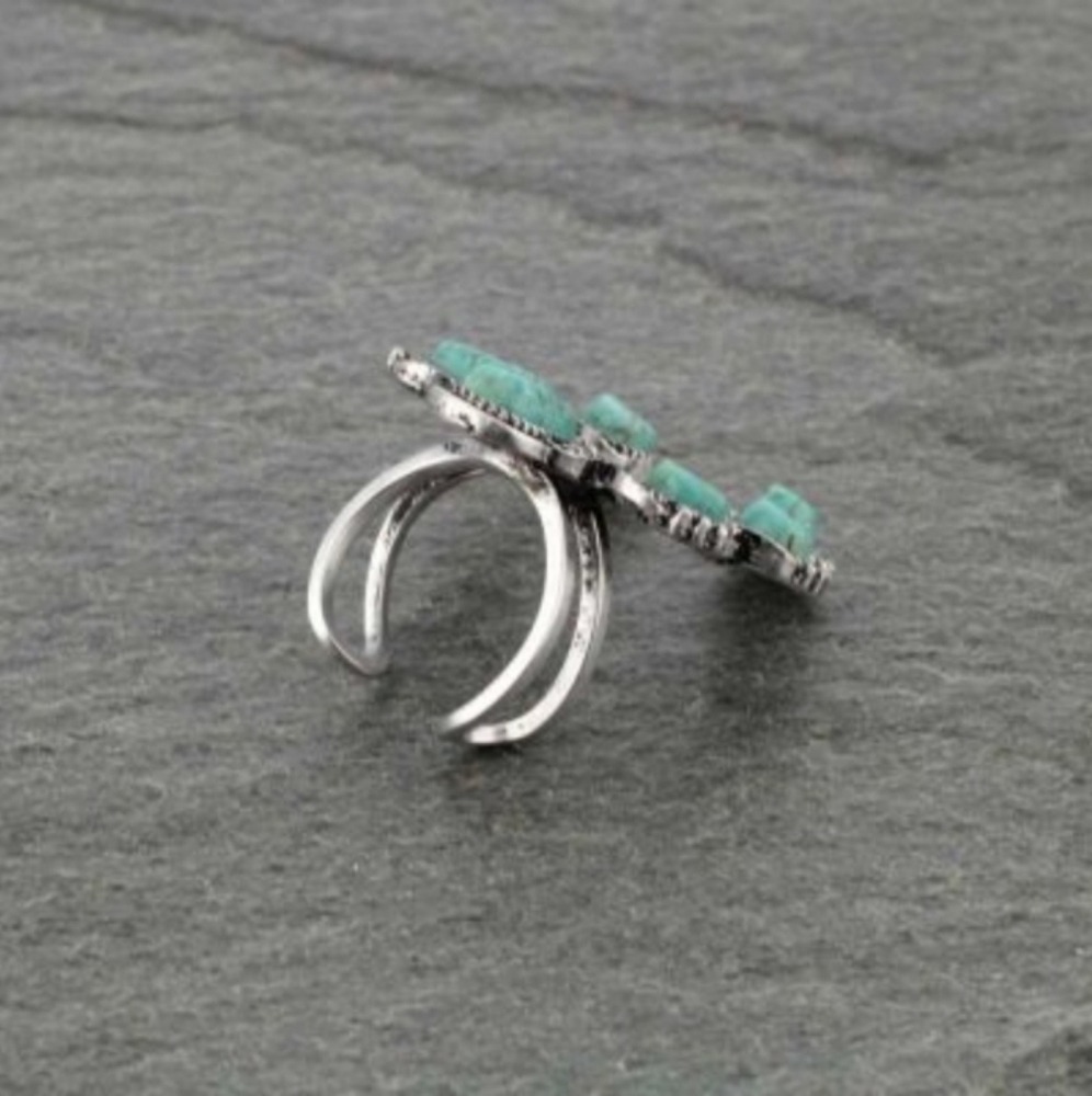 LAST ONE!! Squash Blossom Natural Stone Ring - Picture 7 of 7